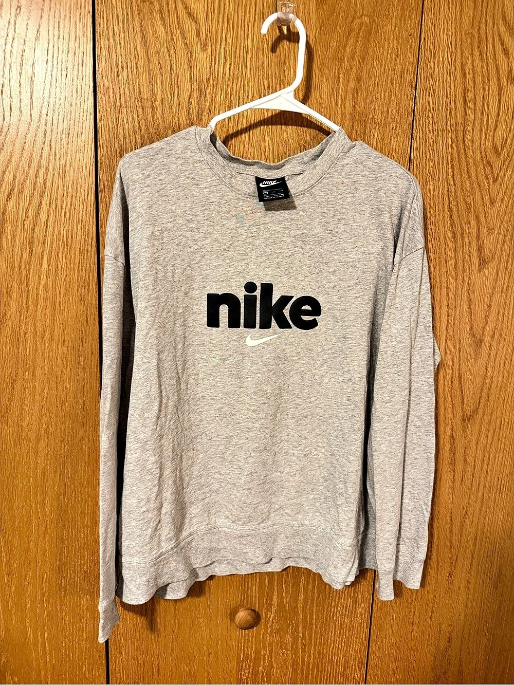 Nike Long Sleeve Logo Tee Gray Childs Size XXL